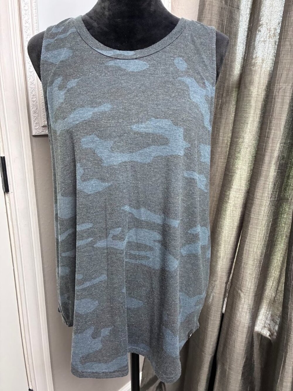 Glyder Gray and Light Blue Camo Tank Top